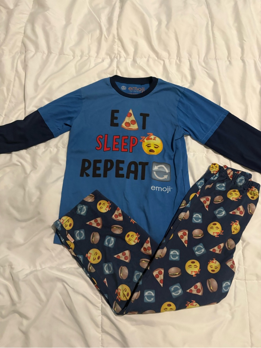 emoji™ Boys Blue 'Eat Sleep Repeat' Pajama Set